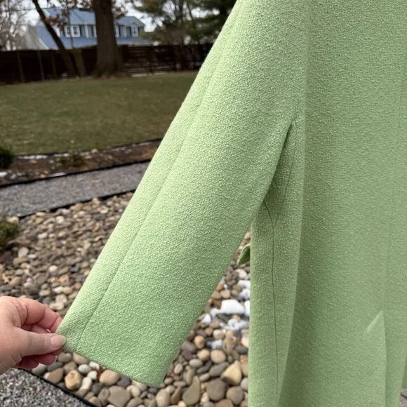 Vintage 50's-60's Coat Size L/XL Mint Green Bouclé Single Breasted Notched Colla - Picture 11 of 16